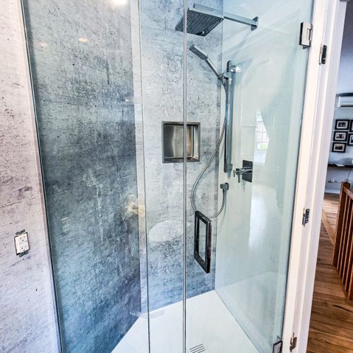 Douche en verre - Douche néo-angle - Vitrerie BV