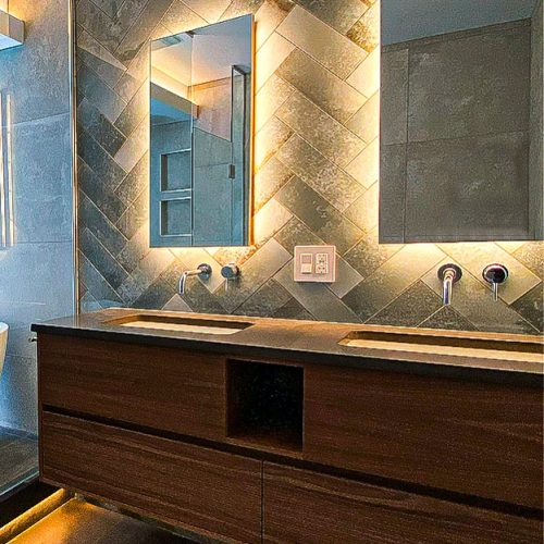 Miroir salle de bain - Miroir sur clé de bois fini PC - Vitrerie BV - 1