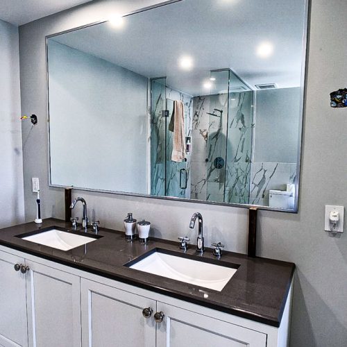 Miroir salle de bain - Moulure contour chrome - Vitrerie BV-2