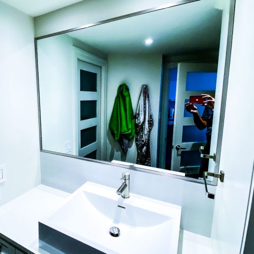 Miroir salle de bain - Moulure contour nickel brossé - Vitrerie BV - 1